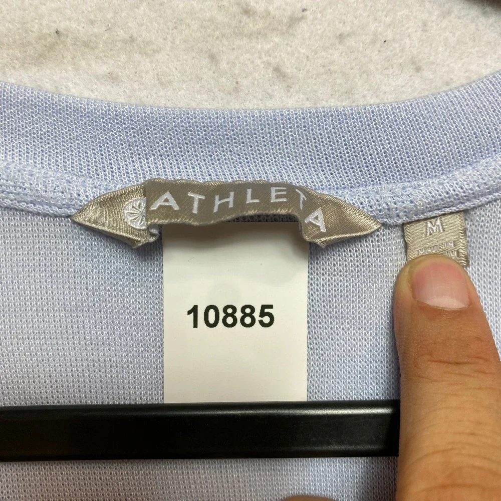 Athleta Criss Cross Hem Pullover Women Medium Blue Raglan Sleeve Modal Sweater - Picture 7 of 10